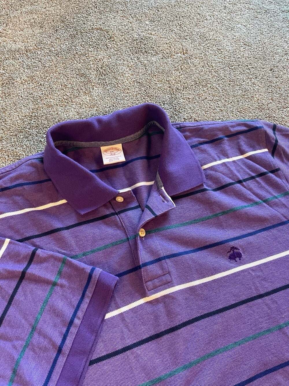 Brooks Brothers 346 Performance Polo Shirt Men's XXL Purple Striped Original